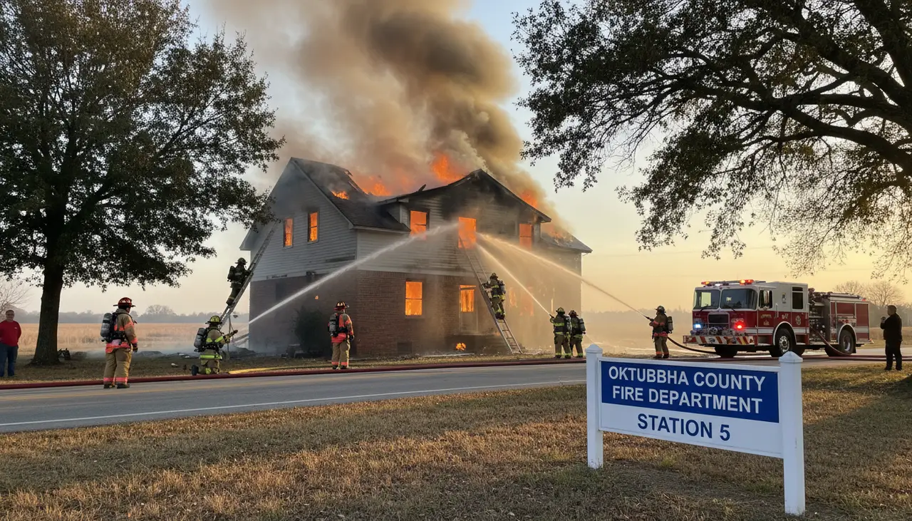 Firefighters respond to a house fire in Oktibbeha County