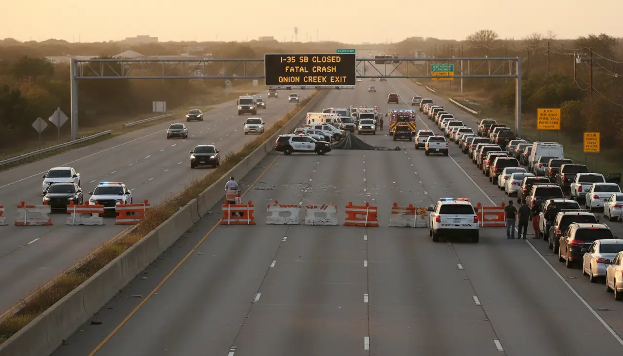 I-35 southbound closed in South Austin near Onion Creek after fatal pedestrian crash