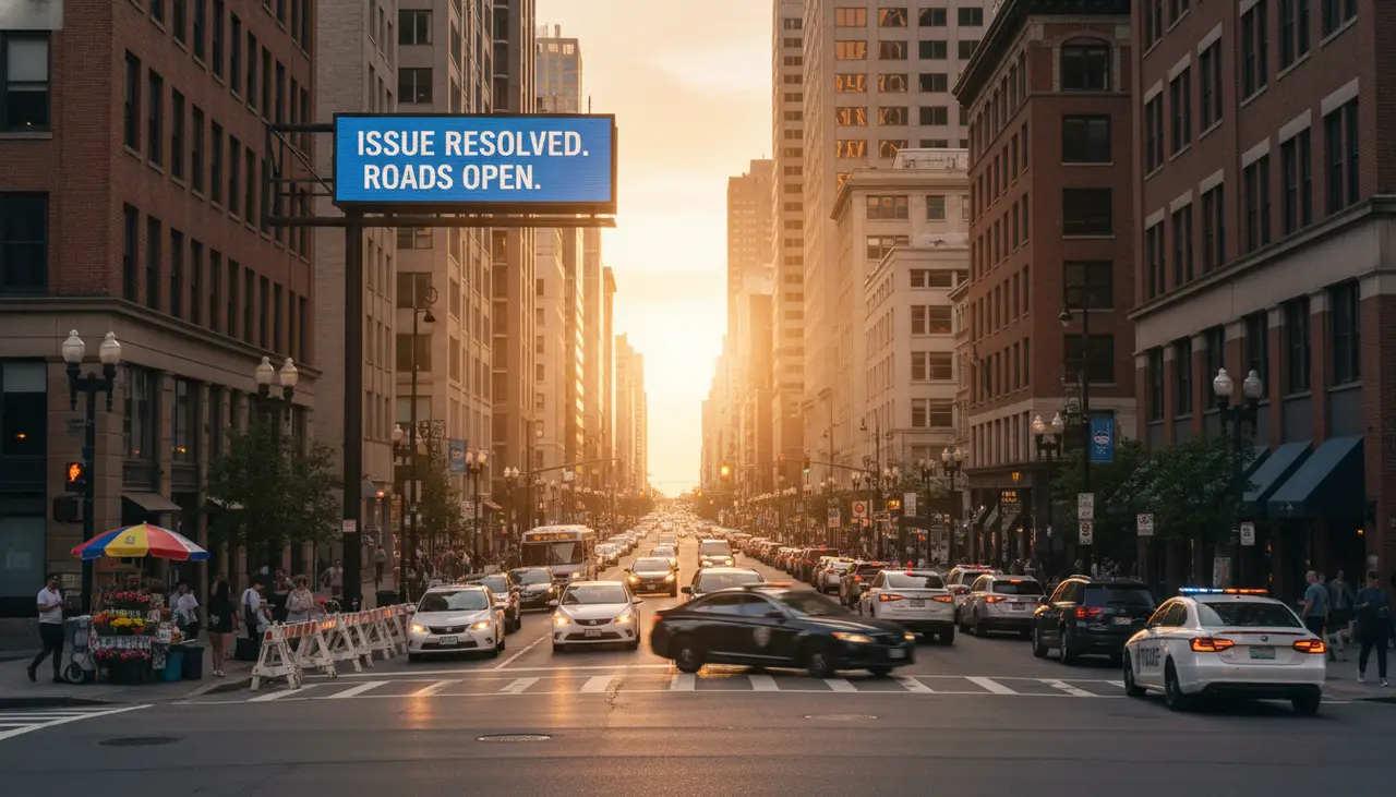 Issue resolved roads back open after police activity forced closure of several roads around downtown