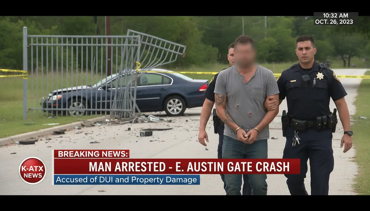 Man arrested, accused of crashing into gate in E Austin