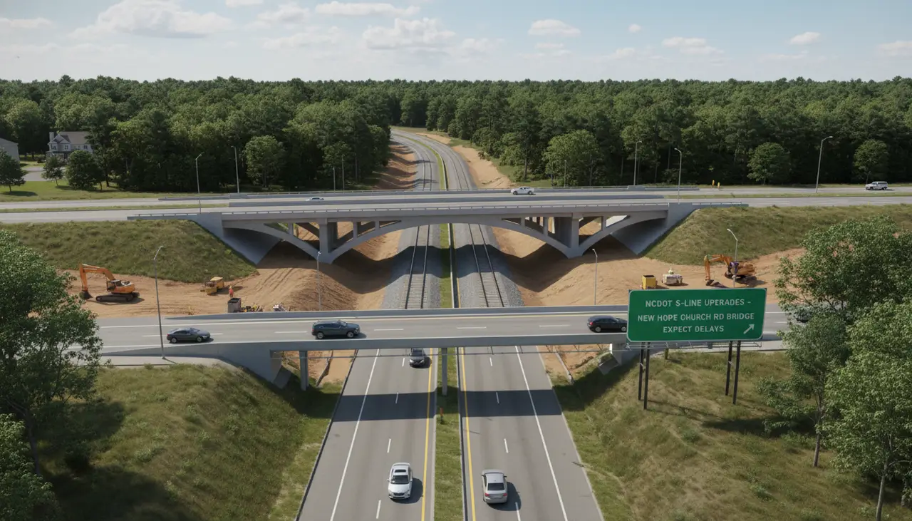 NCDOT begins major S-Line upgrades in Wake County: New Hope Church Road bridge to cut traffic