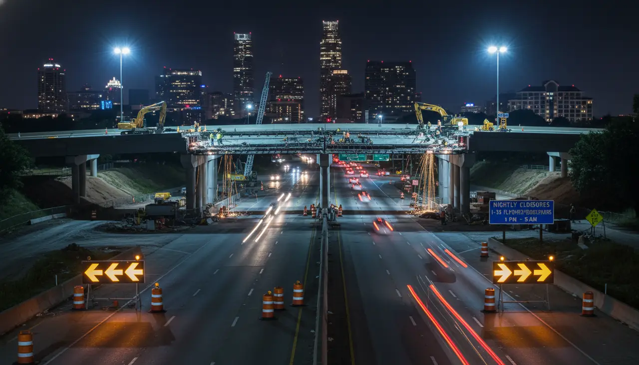 Nightly closures for US 290 East, I-35 flyover bridge joint repairs