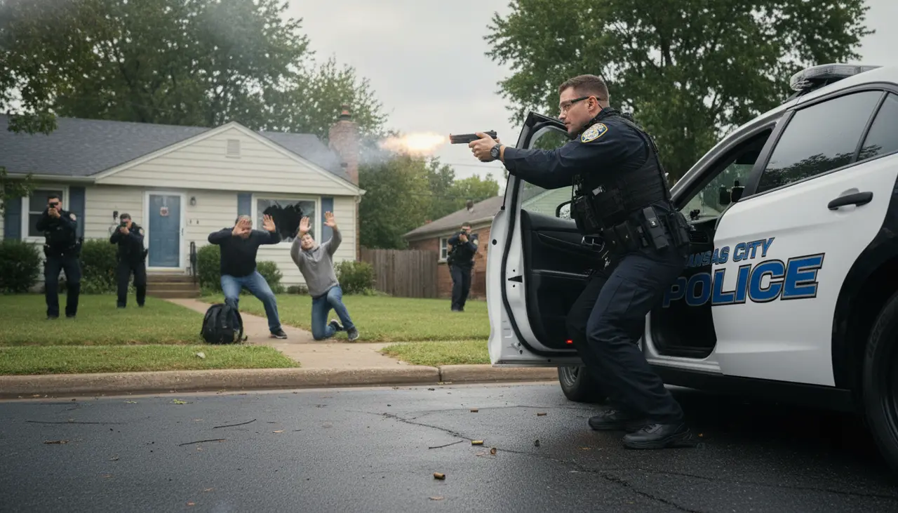 Officer fires gun during arrest of burglary suspects in Kansas City