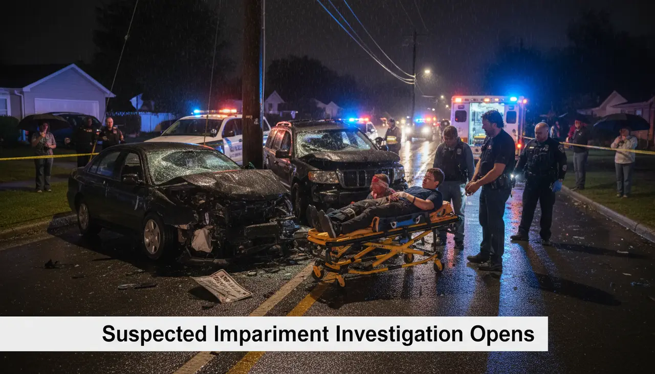 One adult, two juveniles injured in crash, suspected impairment investigation opens